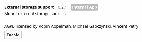 Enable external storage on your Apps page.