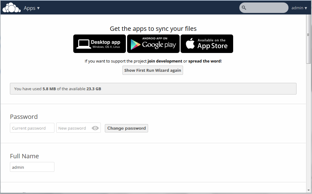 screenshot of user's Personal settings page